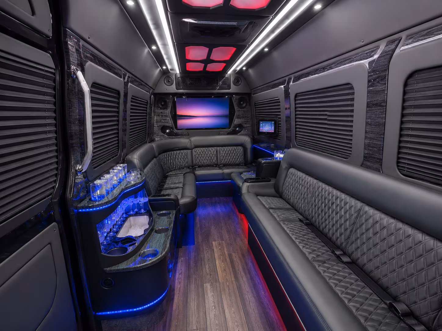 commerce city 30 passenger party bus inside