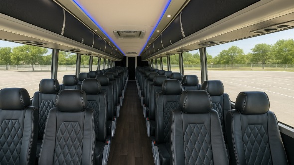 Interior of Charter Bus Company Denver's 50 Passenger Charter Bus in Denver