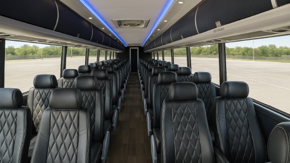 Interior of Charter Bus Company Denver's 54 Passenger Charter Bus in Denver