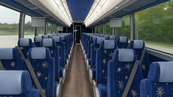 Interior of Charter Bus Company Denver's 55 Passenger Charter Bus in Denver