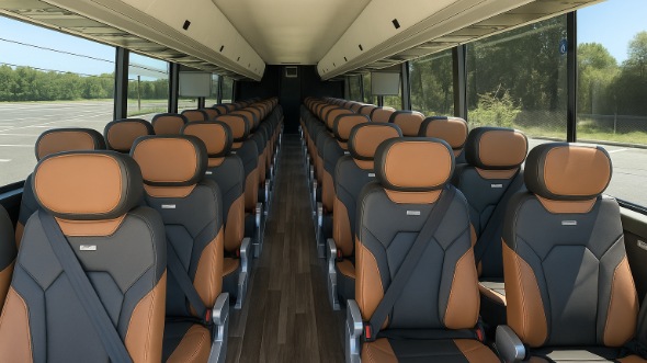 Interior of Charter Bus Company Denver's 56 Passenger Charter Bus in Denver